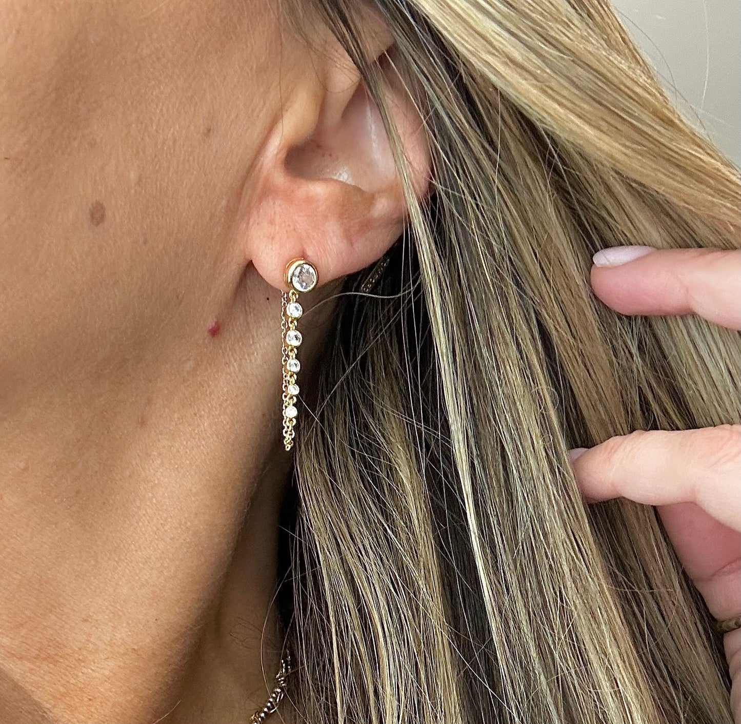Cece Scattered Stone Chain Earrings