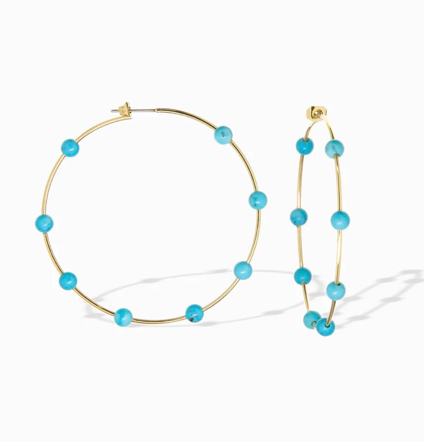 Turquoise Beaded 2" Hoops