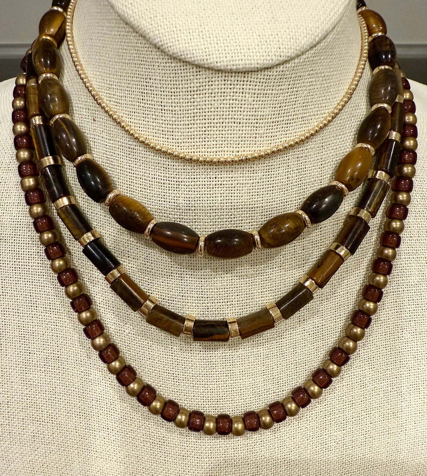 Fall Browns & Gold Beaded Stack