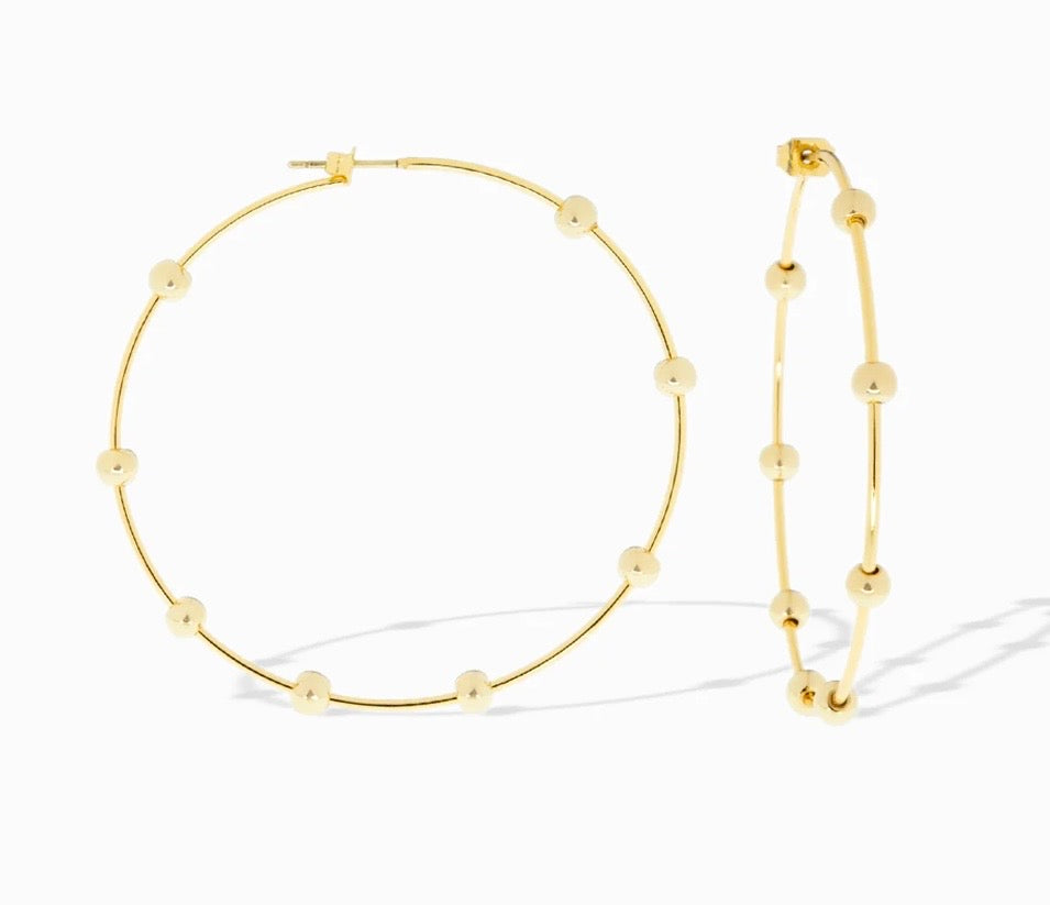 Beaded Gold 1.5" Hoops