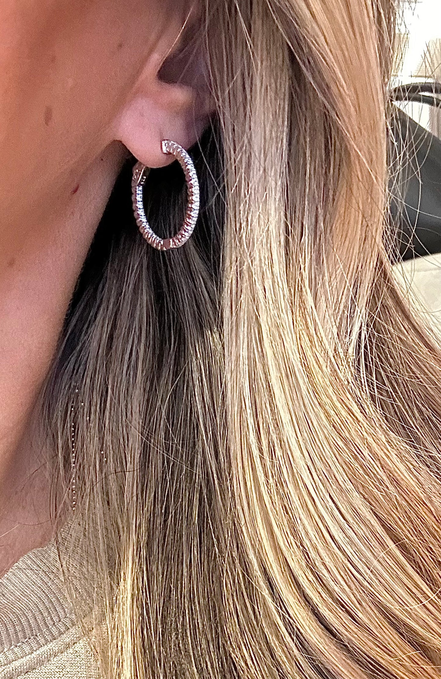 Stella Silver Inside Out CZ 1" Hoops