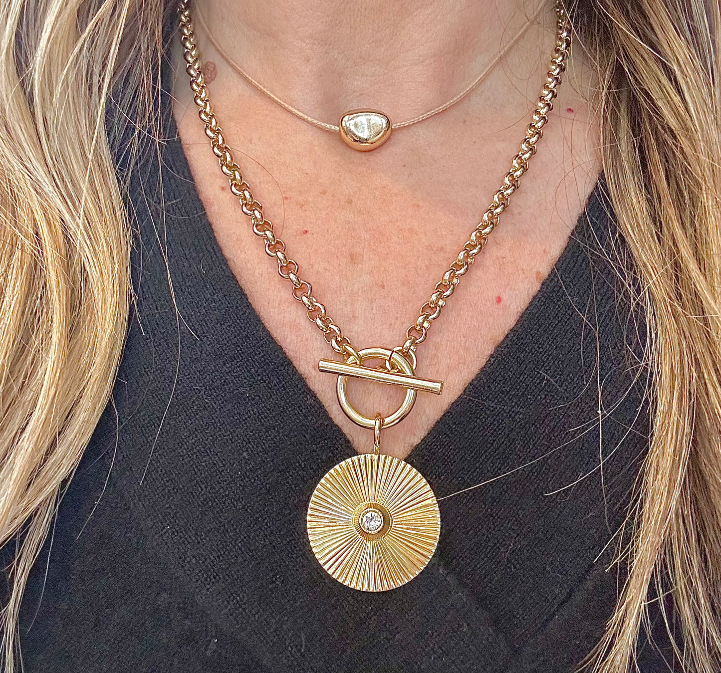Bean Choker & Royal Toggle Pendant Stack