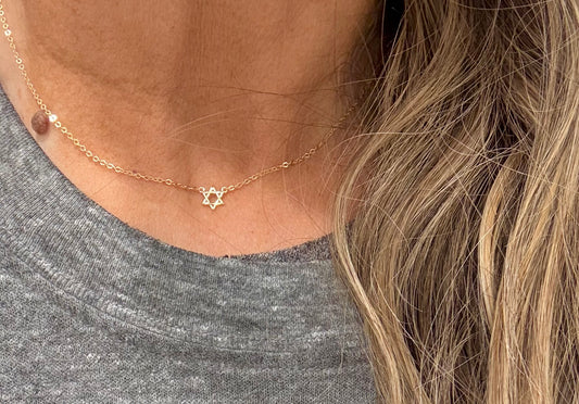 Jewish Star Mini Gold Necklace