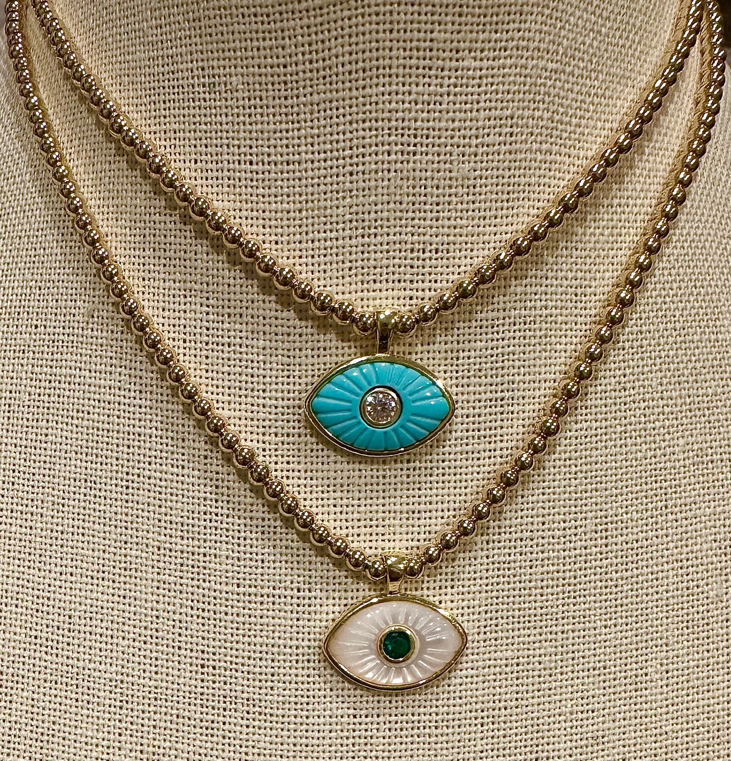 Ella Evil Eyes On Gold Beads