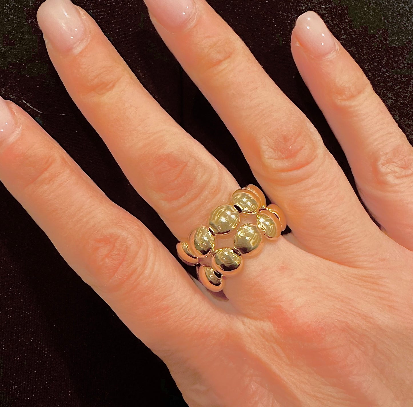 Beaded Stretch Gold Ring