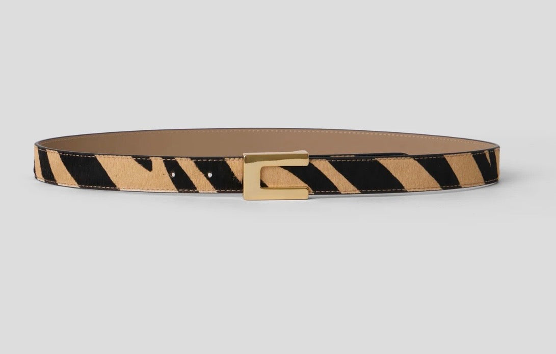 Zebra Print Calf Hair Belt