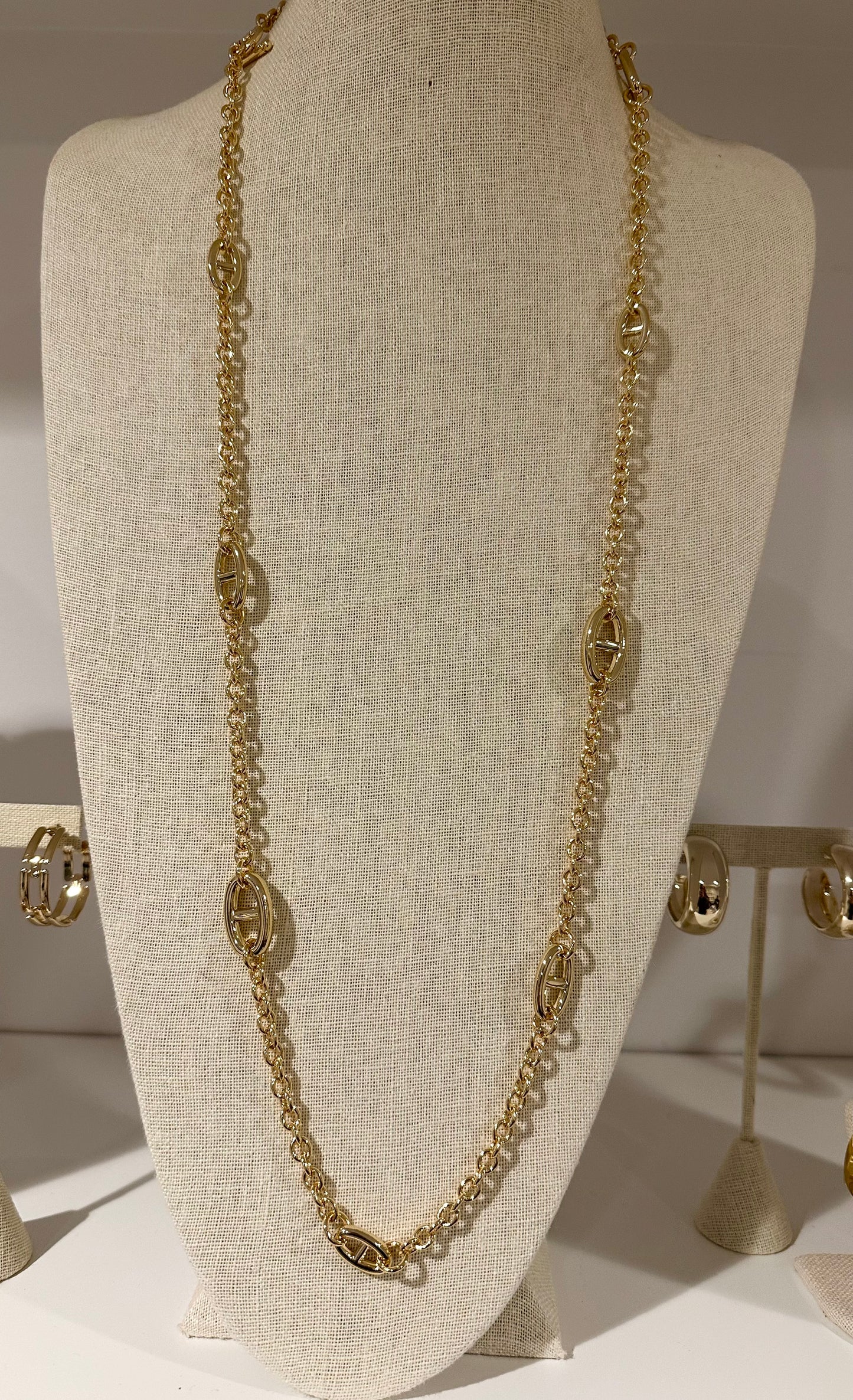 Gold Wrap Mariner Link Toggle Necklace