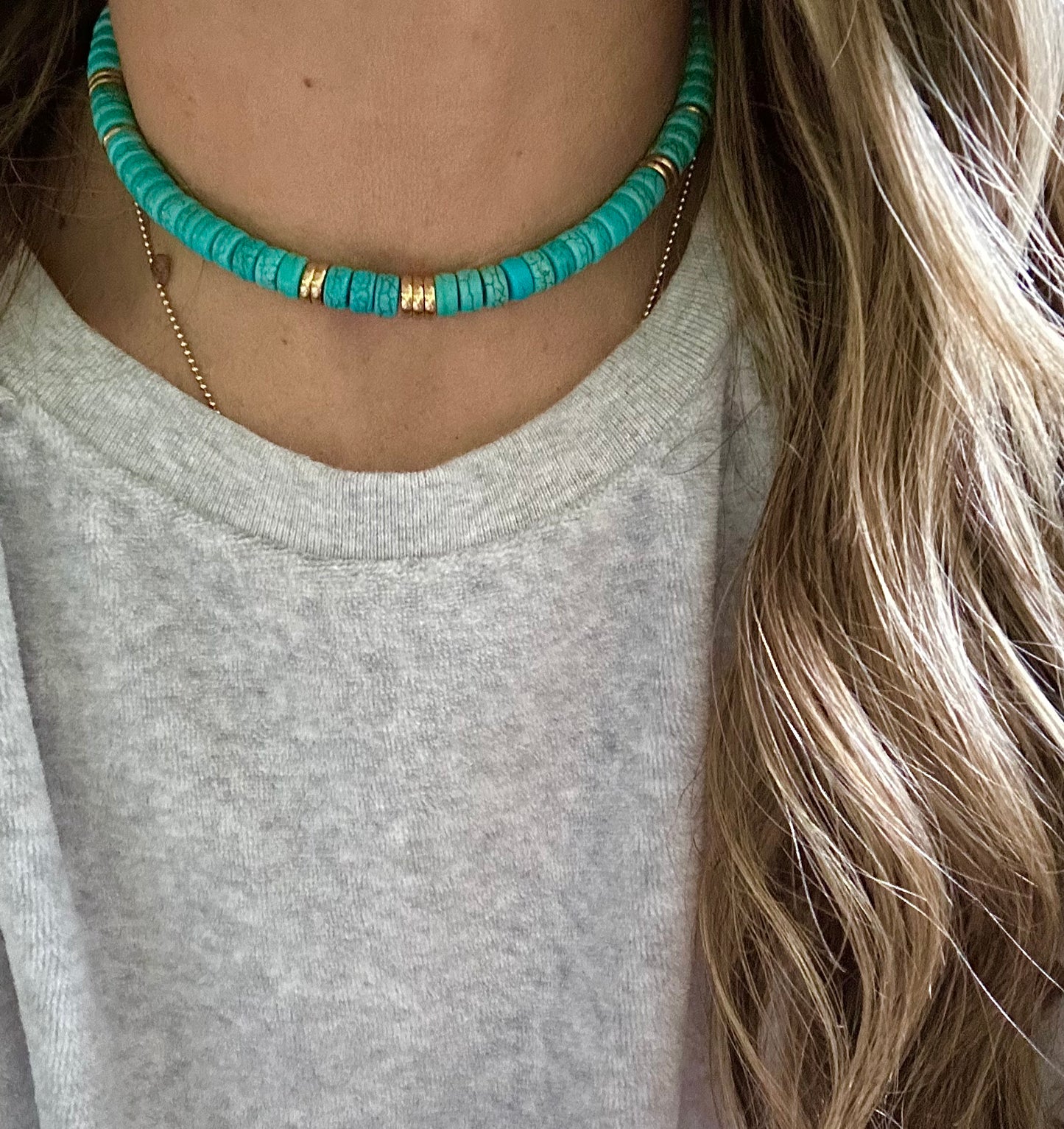 Turquoise 8mm Beaded Choker