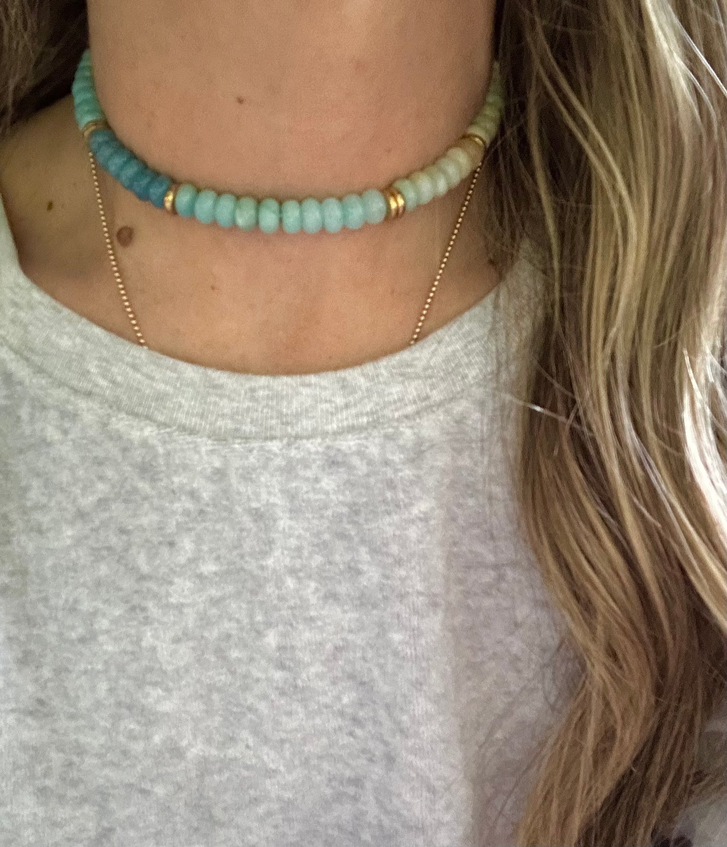 Ombre Aquas & Natural Gemstone Choker