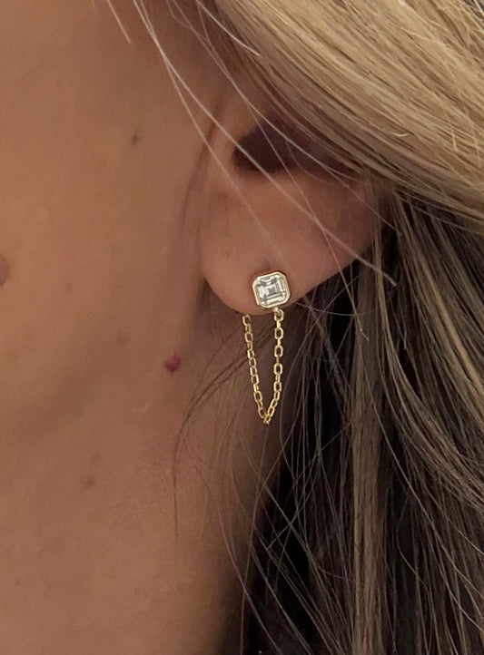 Bezel Set Emerald On Chain Earring