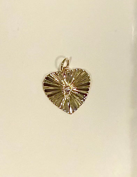 Fluted Heart With Center Stone Charm