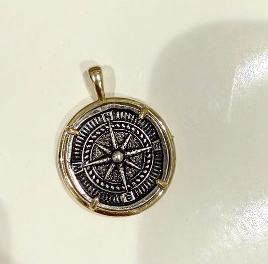 Two Toned Compass Pendant