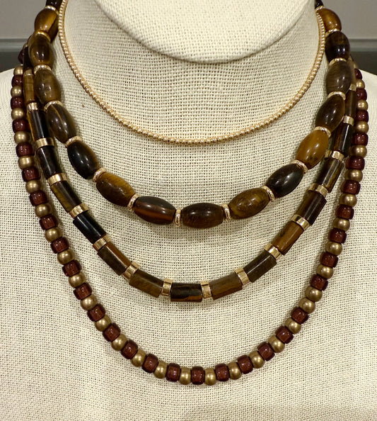 Fall Browns & Gold Beaded Stack