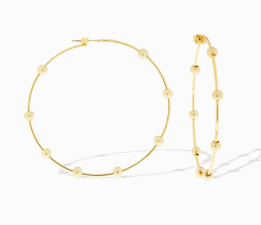 Beaded Gold 1.5" Hoops