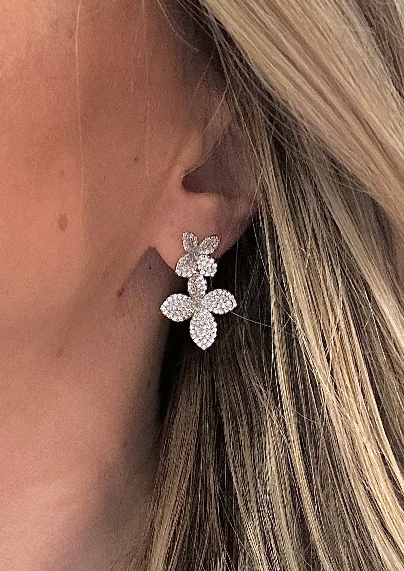 Diana Double Flower Cocktail Earrings