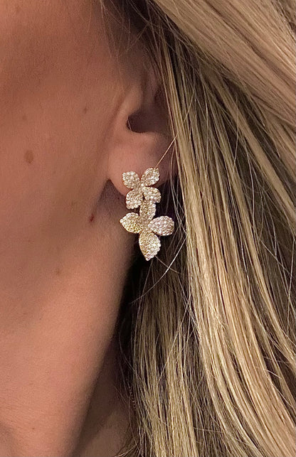 Diana Double Flower Cocktail Earrings