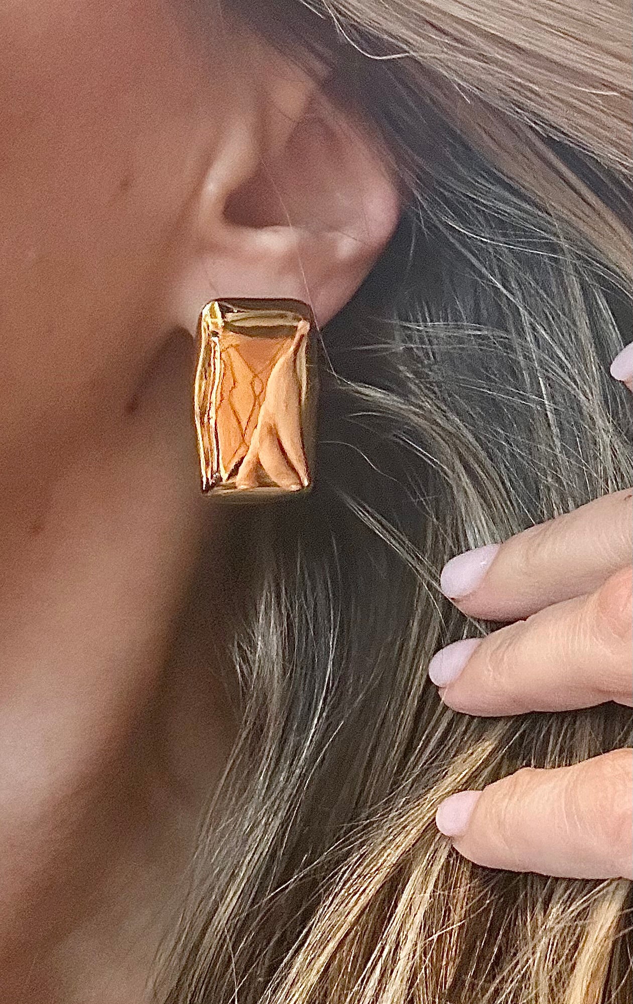 Rachel Rectangular Wave Earring