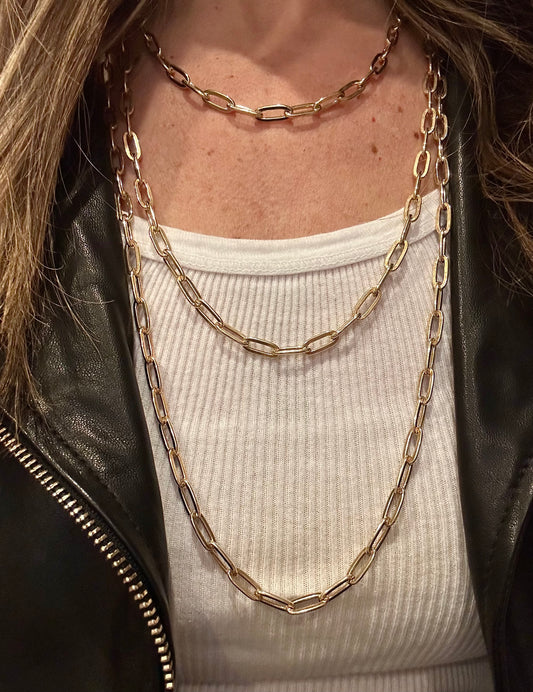 Thick Chain Link Necklace Stack