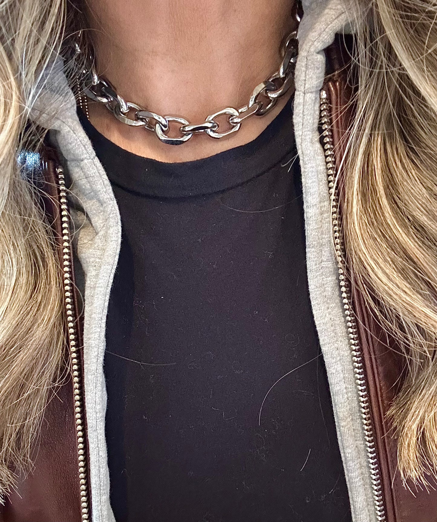 Silver Chunky Cable Necklace