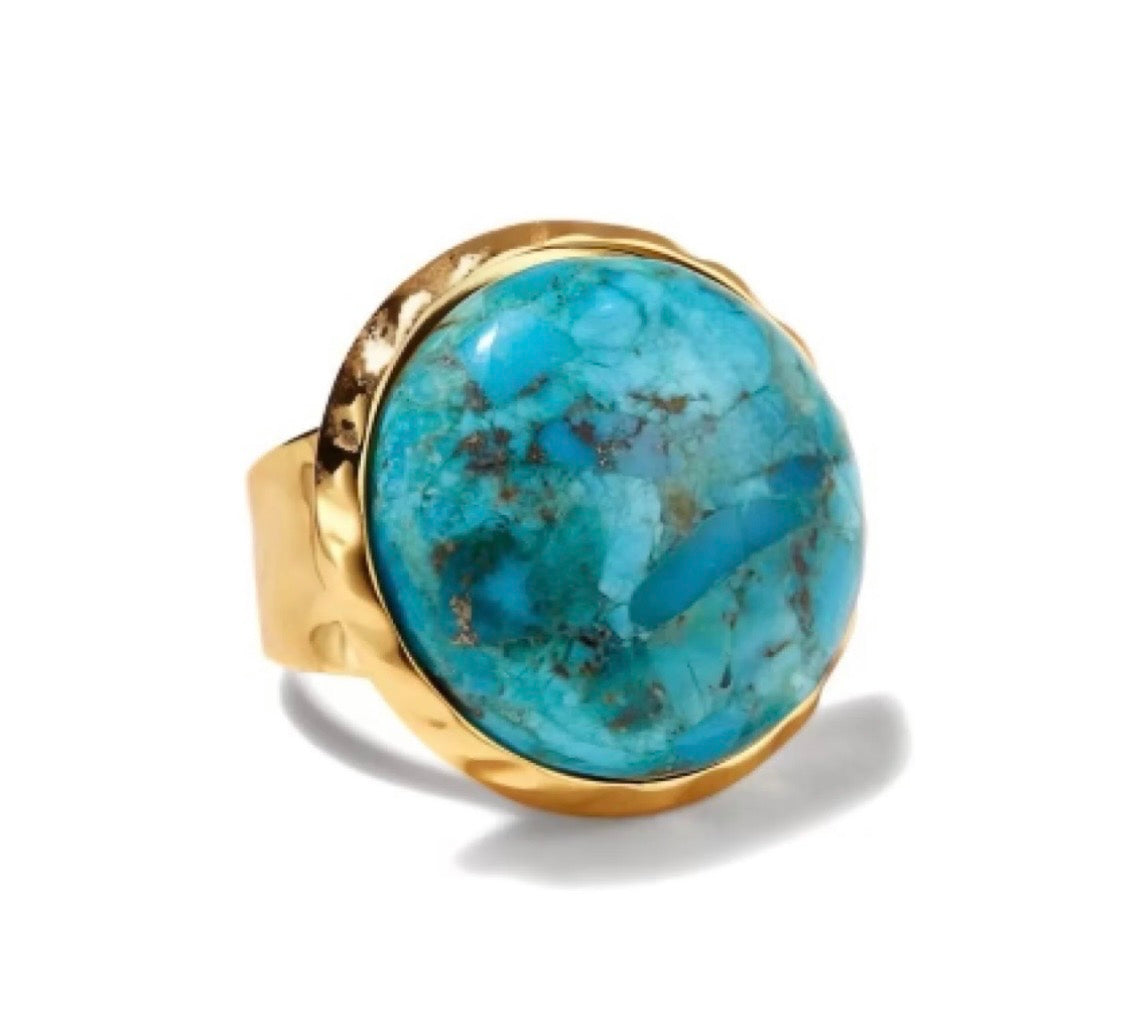 Turquoise bezel statement ring