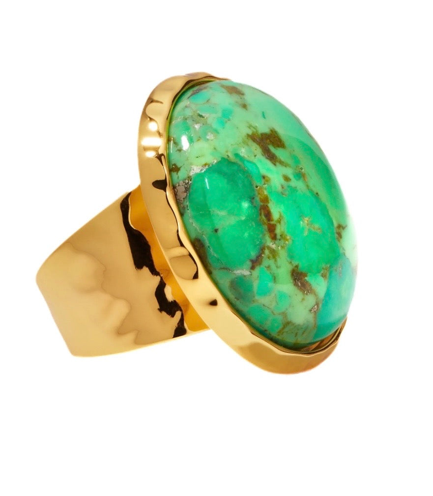 Turquoise bezel statement ring