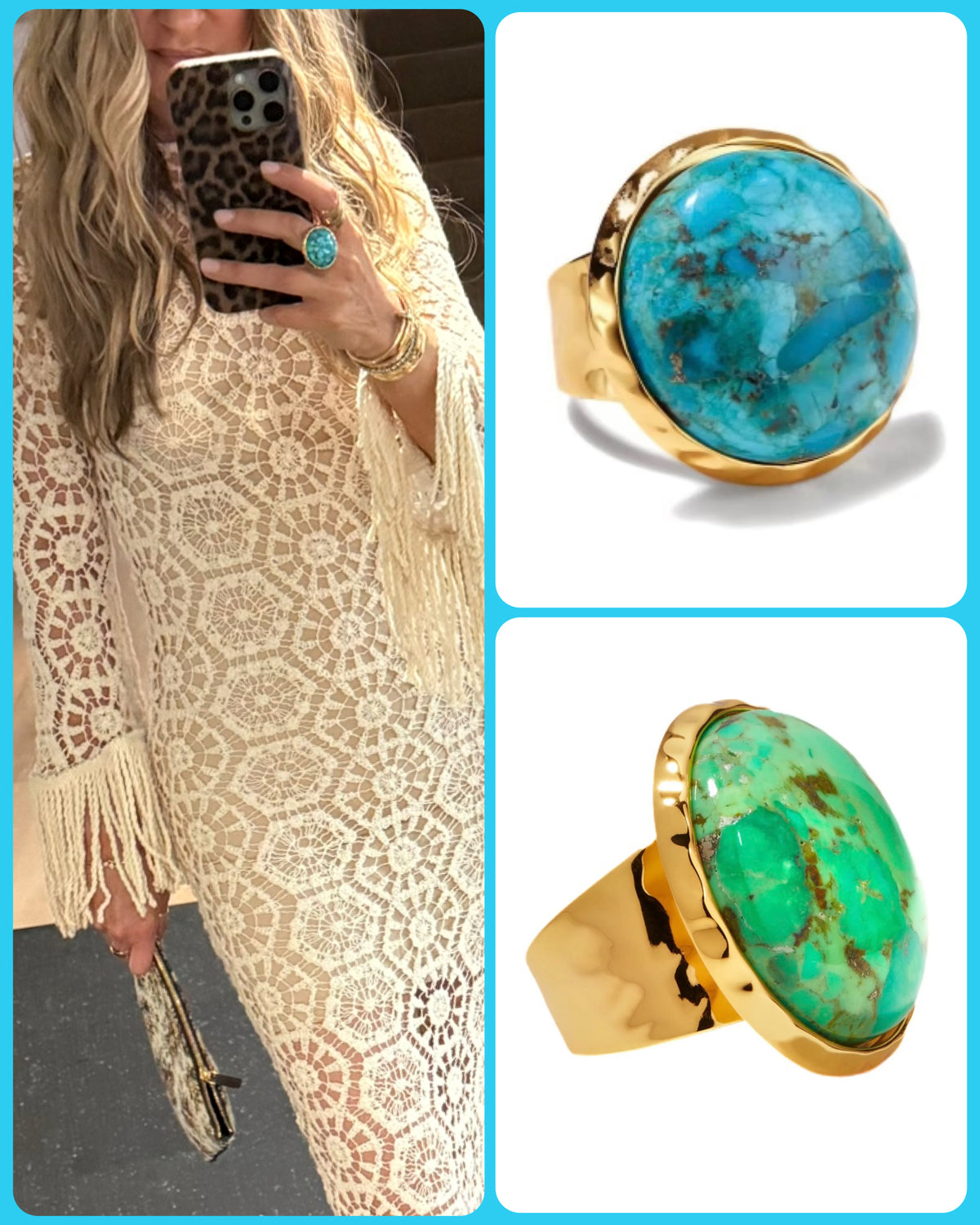 Turquoise bezel statement ring