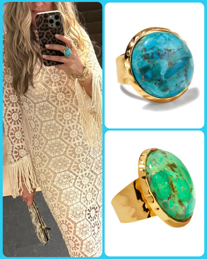 Turquoise bezel statement ring