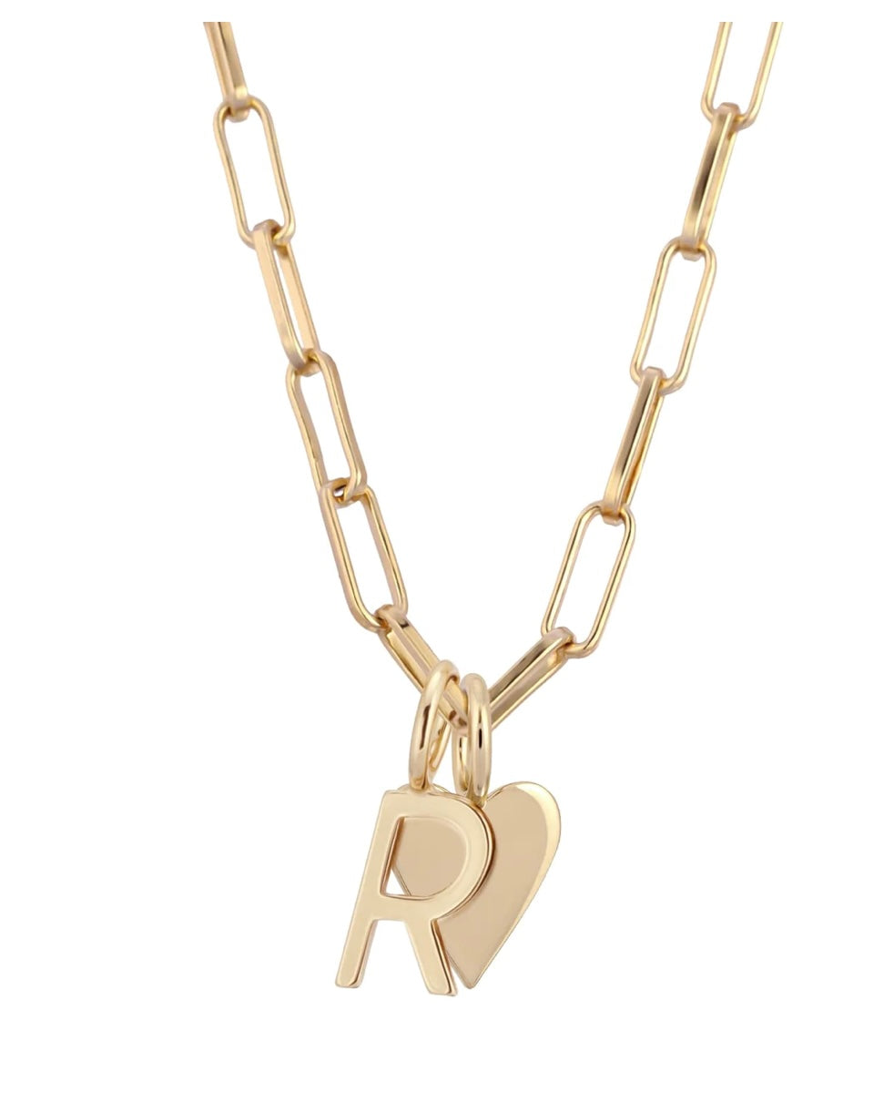 Cara Initial Charm & Heart Necklace