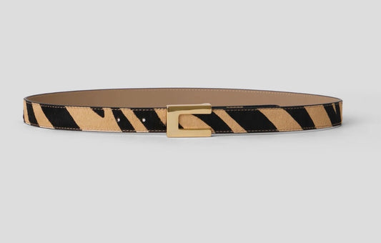 Zebra Print Calf Hair Belt