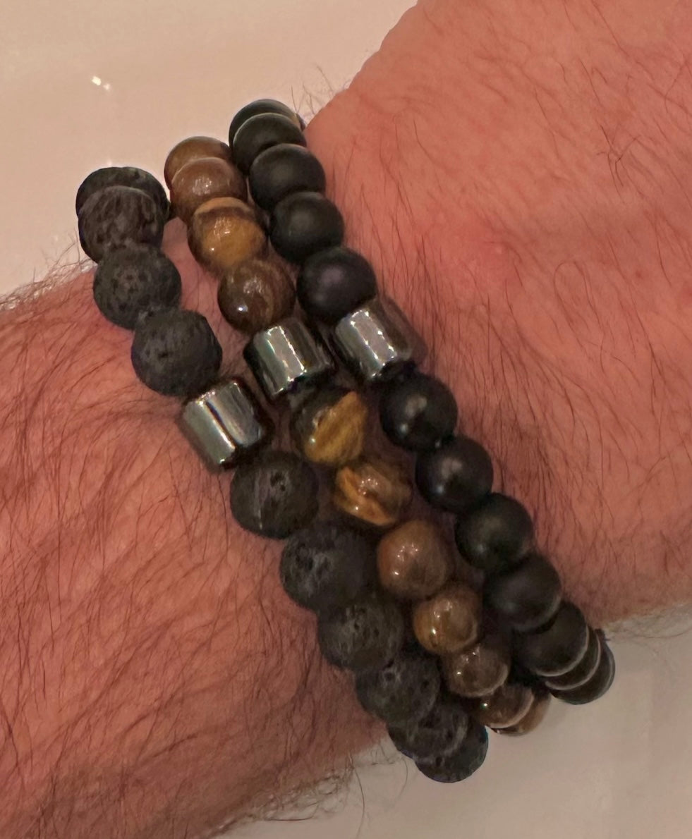 Mens 8mm Beaded Bracelets