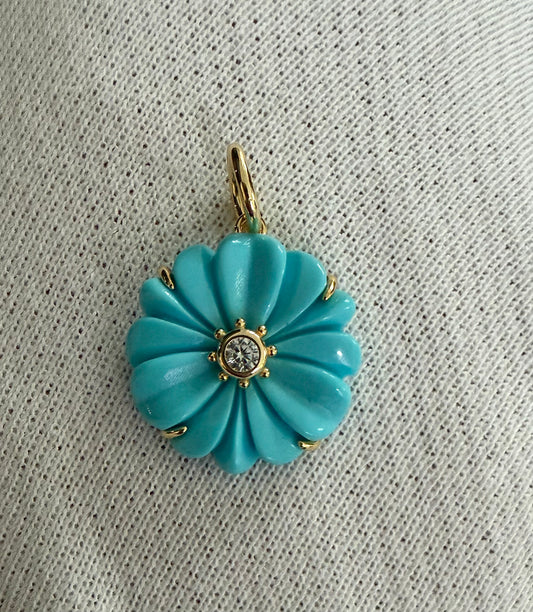 Turq Enamel Flower Charm
