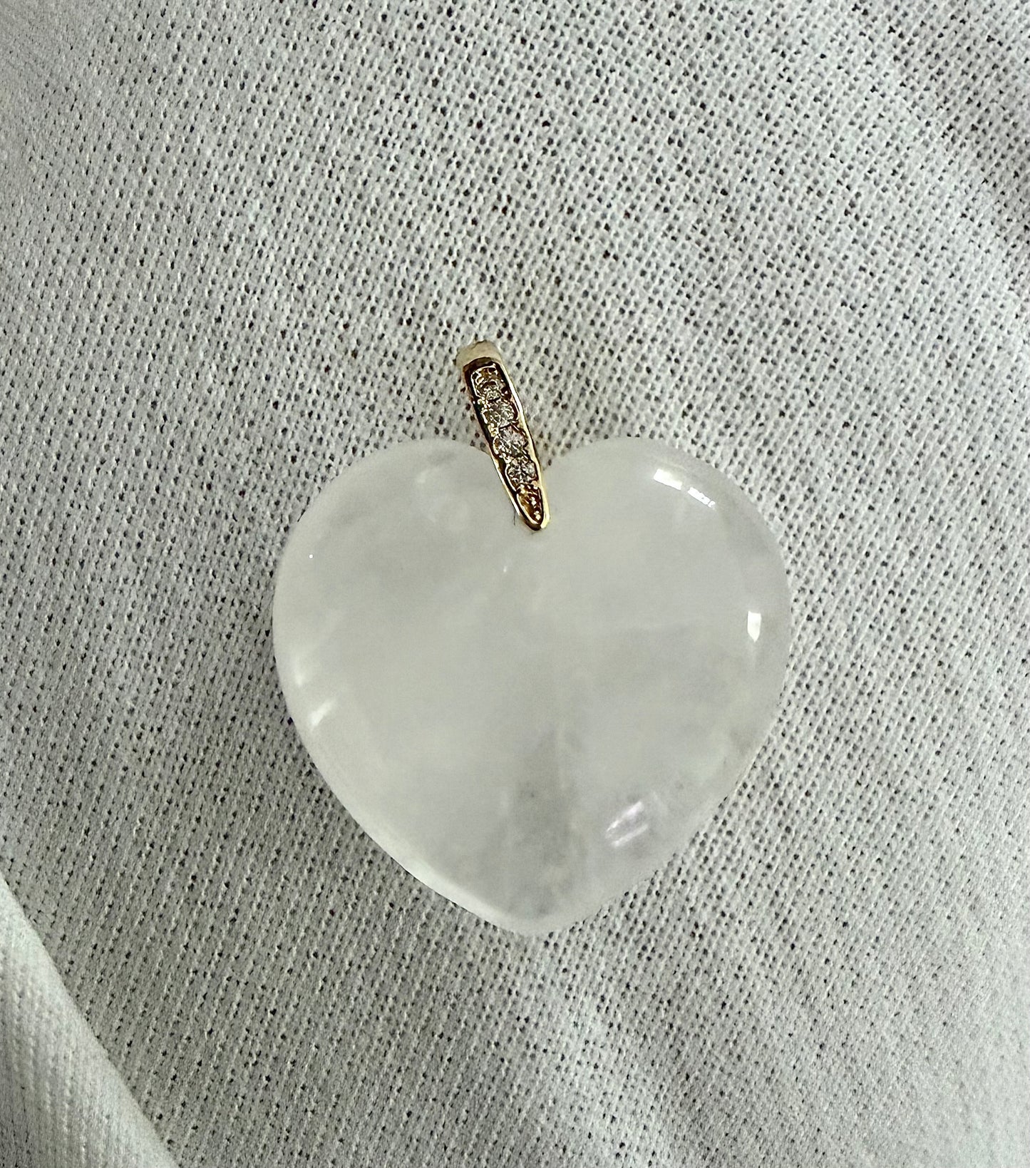 Clear Quartz Puffed Heart Pendant