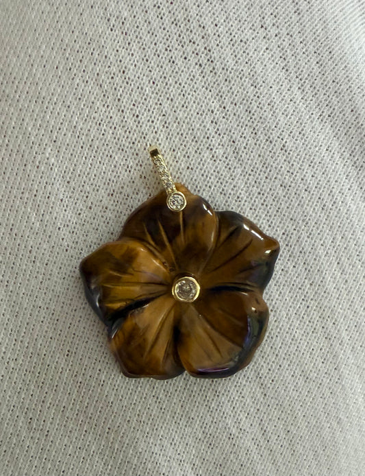 Tigers Eye Flower Charm