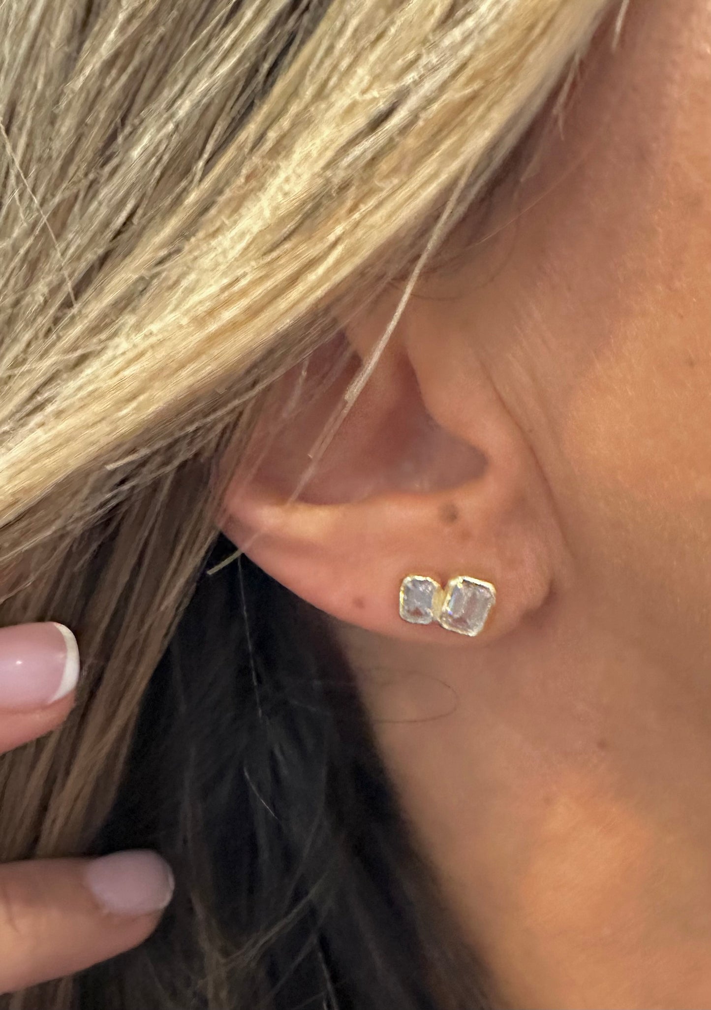 Double Bezel Emerald Studs